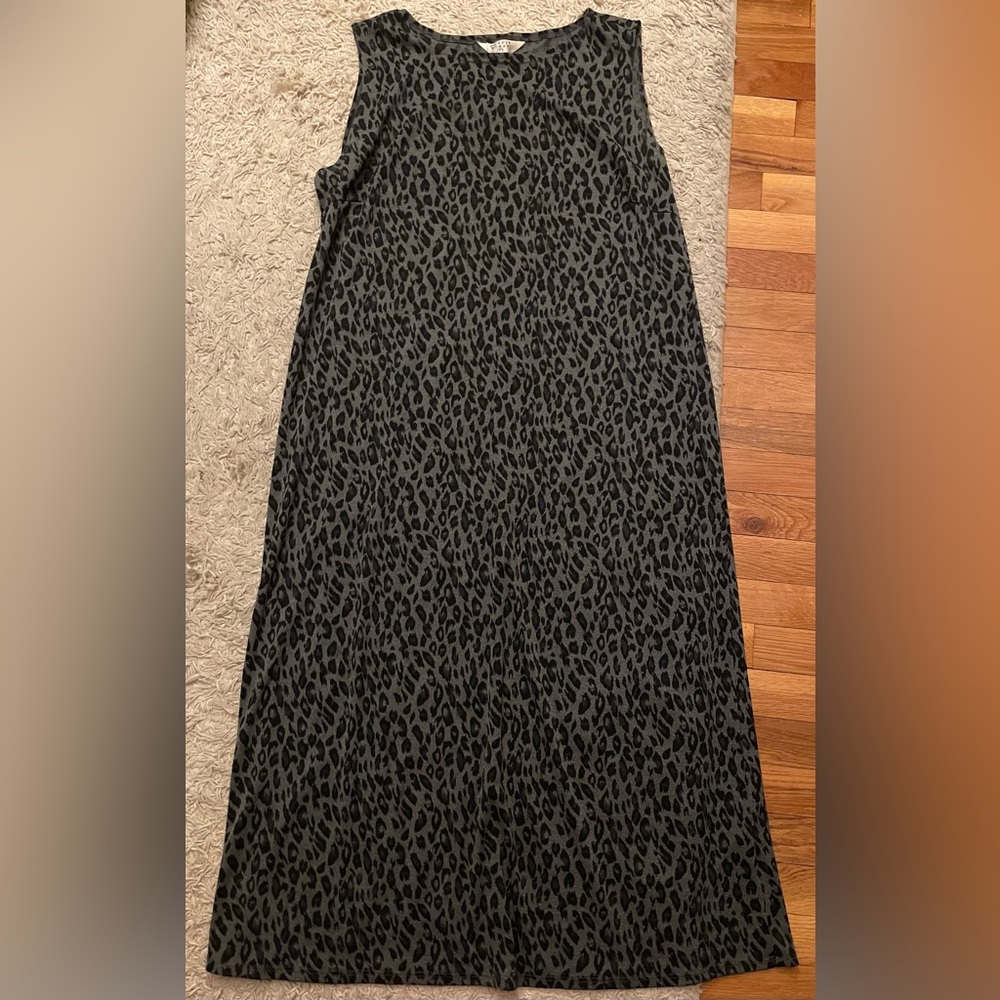 OUTFIT WOMAN JPR gray black leopard print sleeveless maxi dress 1x